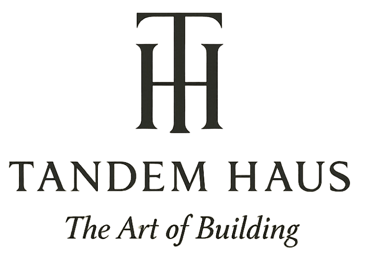 Logo featuring intertwined letters and tagline about building art.